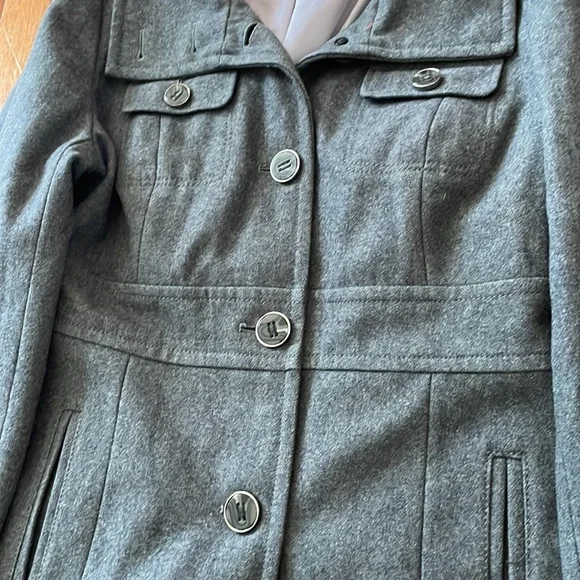 Kenneth Cole Pea Coat Womens 10 Gray Button Up Wool Preppy Classic Ladies - Picture 3 of 11